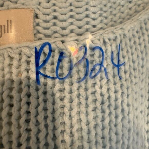 J. Jill Open Knit Light Aqua Cotton Sweater Round Neck Stretch Size Medium - Picture 8 of 8